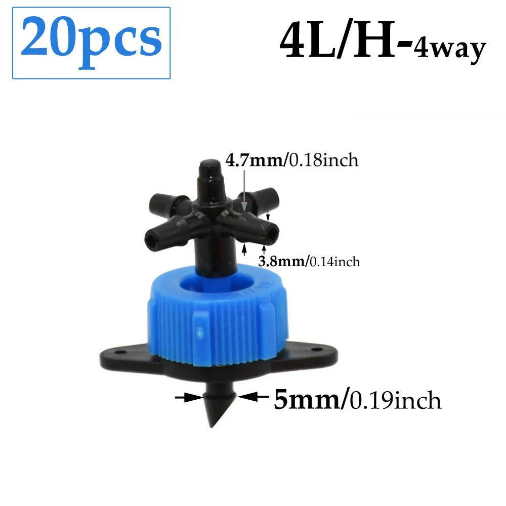 2L 4L 8L Irrigation Drippers Fitting 2/4-way Arrow Dropper Connector Cross Water Splitter Emitter Micro Drip Irrigation System