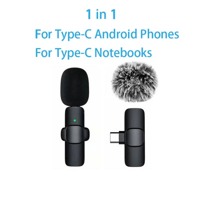 Wireless Lavalier Microphone Mini USB-C Noise Reduction for iPhone Android Live Streaming Interviews Portable Handheld Mic