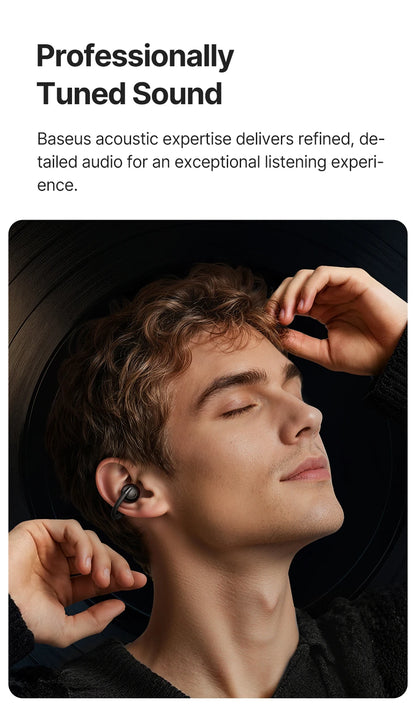 Baseus Bowie MC2 AIR Clip-on TWS Earbuds Ear Clips Wireless Earphones Bluetooth 6.0   Open earrings 4 Mic ENC Sports Headphone