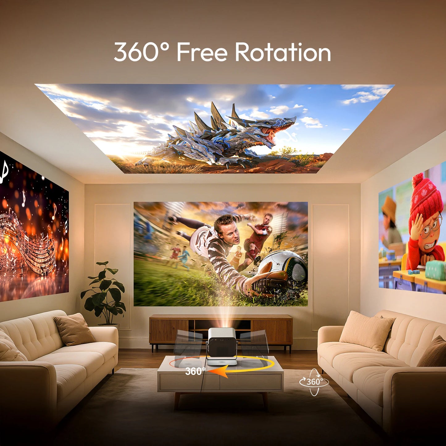 BYINTEK R90 Max 1080P Projector 4K Full HD DLP 2200 ANSI Lumens Android TV 13.0  3D 4K Supported Smart  Home Theater  Projector
