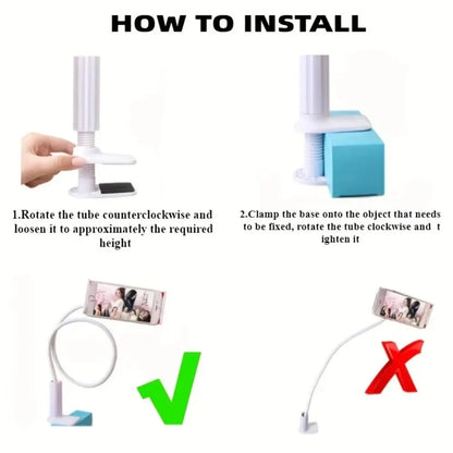 New 360 Rotating Lazy Phone Holder Universal Adjustable Desktop Phone Clip Flexible with Handle Bed Desktop Mount Bracket