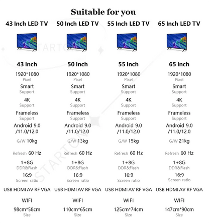 Most Cost-effective Smart TVS Range From 32 43 50 55 65 75 85 Inches Smart TV LED Television
