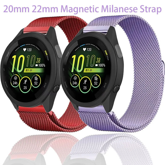 20mm 22mm Magnetic Milanese Strap for Garmin Forerunner165 55 645 265 965 255/Active 5/Vivoactive Comfortabe Band Garmin Venu 3