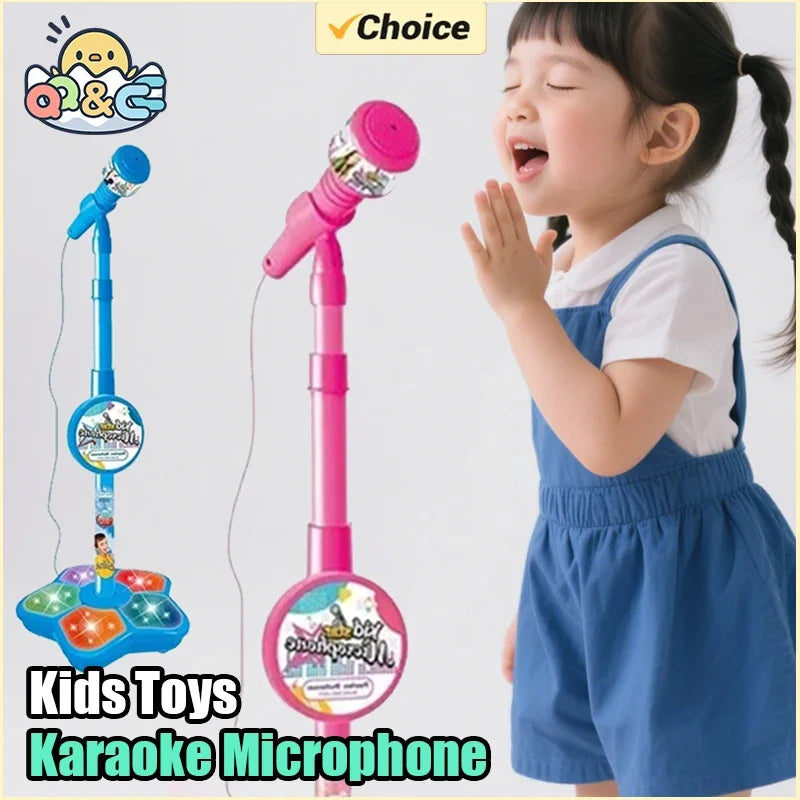 Kids Toys Karaoke Microphone with Stand Singing Song musical instruments Toys with Light Educational development games Children