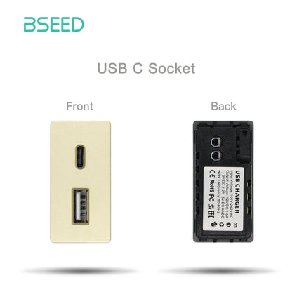 BSEED Glass Frames EU Standard HDMI Tel Sockets Module Part Internet Wall Sockets TV DIY Function Base USB CAT5 Satellite Parts