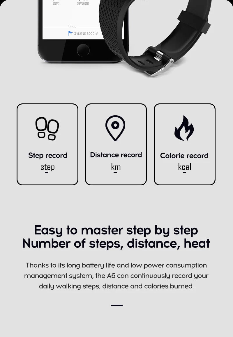 116plus Smart Watch Men Women Bluetooth Connected Phone Music Fitness Multifunctional Sports Bracelet Sleep Monitor Smartwatchs