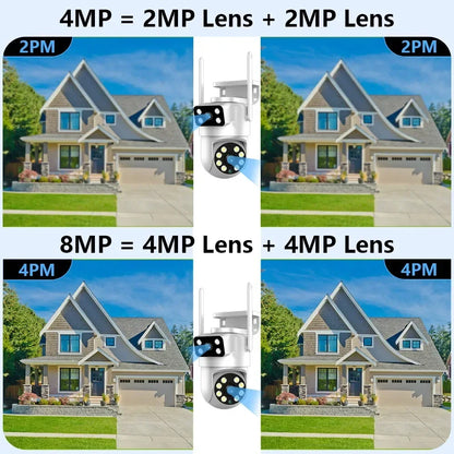 4K 8MP  Tuya Dual Lens PTZ WIFI Camera Full HD Dual Screen Ai Human Auto Tracking Outdoor 4MP Security Video Surveillance Camera