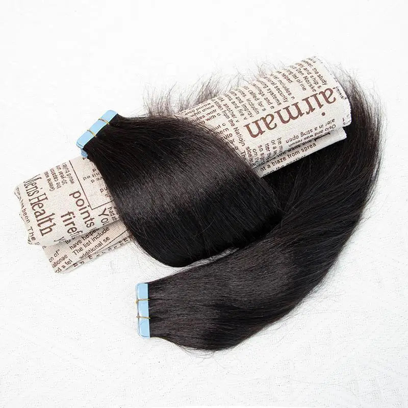 MRS HAIR Light Yaki Tape In Hair Extensions Human Hair Cuticle Remy Tape in Extensions SilkPressed Yaki Tape ins 12-26inch 20pcs