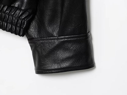 MUJER Faux Leather Women's Jacket Black Oversize Bomber Jackets for Women Outerwears Winter Overcoat Female Fashion Jacket Woman