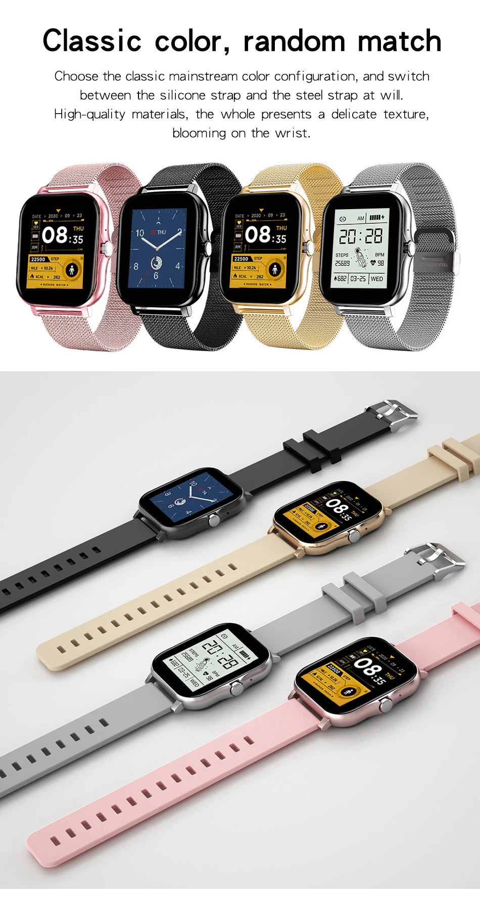 2026 Smartwatch Android Phone 1.44''Inch HD Screen Bluetooth Call Blood Oxygen/Pressure Monitoring Smart Watch Women Men Gift
