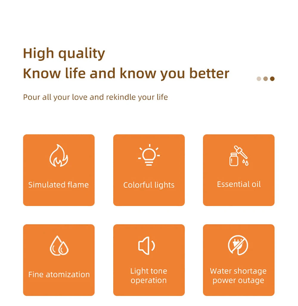 Colorful Flames Air Humidifier Essential Oils Humidifiers Flame Aroma Humidifier Mini Aroma Diffuser Aromatherapy USB Sprayer