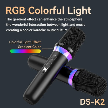 New DS-K2 Karaoke Companion Bluetooth Wireless Moving-Coil Microphone With RGB Light KTV DSP Mixer System For Wired Speaker Car