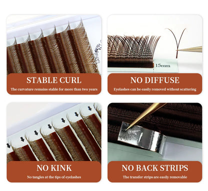 5W Eyelash Extensions YY 7mm Lash Brown Color 4DW Brazilian Premade Lash Fans Individual Cluster DIY 3D W Shape Lash Dolly Eye