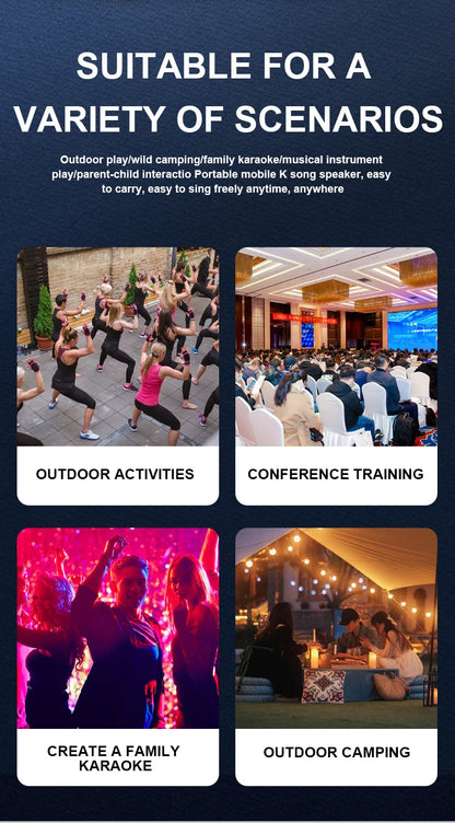 Karaoke Machine for Adults, Portable Bluetooth Karaoke Microphone Singing Speaker Karaoke Player with 2 Wireless Mic Home Party