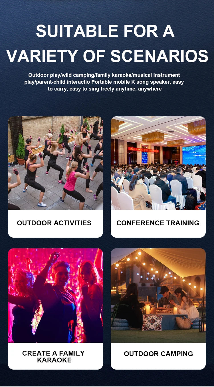 Karaoke Machine for Adults, Portable Bluetooth Karaoke Microphone Singing Speaker Karaoke Player with 2 Wireless Mic Home Party
