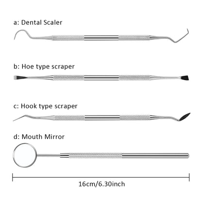 4pcs/Set Tartar Scraper Scaler Plaque Remover Teeth Cleaning Tool Dentist Dental Hygiene Kit Dental Calculus Remover Oral Care