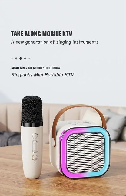 K12 karaoke machine with 1/2 wireless microphones portable 5.3 PA Bluetooth speaker system RGB lights audio home KTV kid gifts