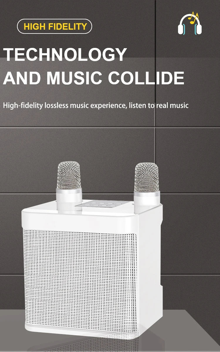 Karaoke Machine for Adults, Portable Bluetooth Karaoke Microphone Singing Speaker Karaoke Player with 2 Wireless Mic Home Party