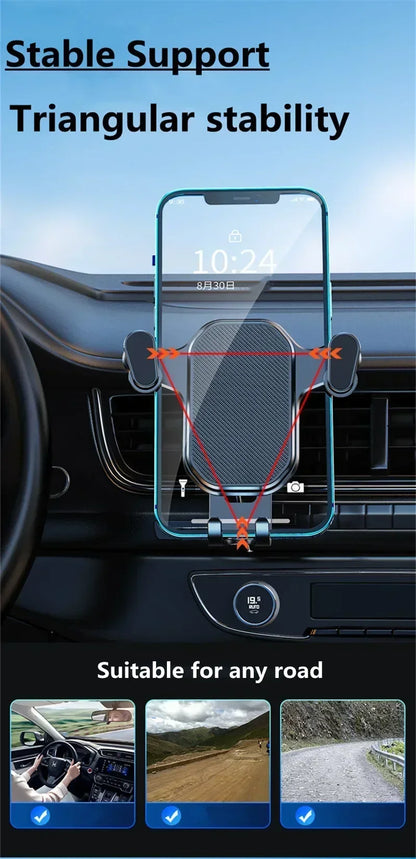 Car Air Outlet Clip Stand Car Phone Holder Smartphone Mount Gravity No Magnetic Support in Car For iPhone Xiaomi Samsung Huawei