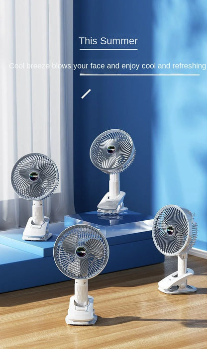 Portable Clip Fan USB Rechargeable 3-gears Wireless Electric Handheld Fan Clip Circulator Cooling Fan For Camping Desktop Office