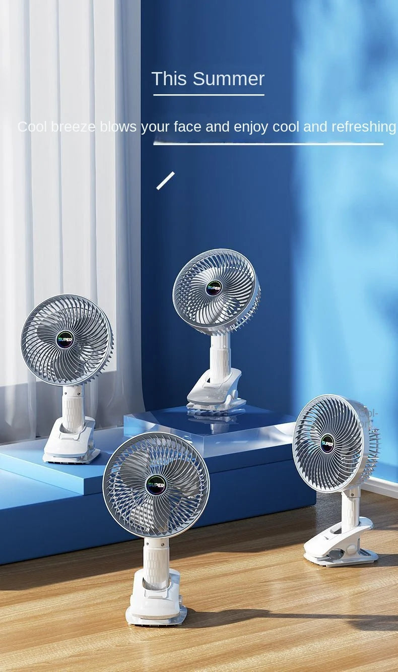 Portable Clip Fan USB Rechargeable 3-gears Wireless Electric Handheld Fan Clip Circulator Cooling Fan For Camping Desktop Office