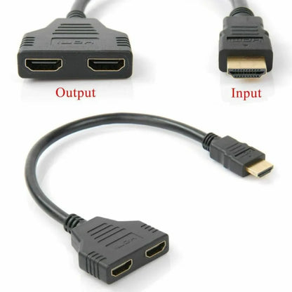 1 in 2 Splitter HD Male To 2 Female Cable 1080P HDTV Splitter Adapter Male To 2 Female Head Adapter HDTV Conversion Cable 30CM