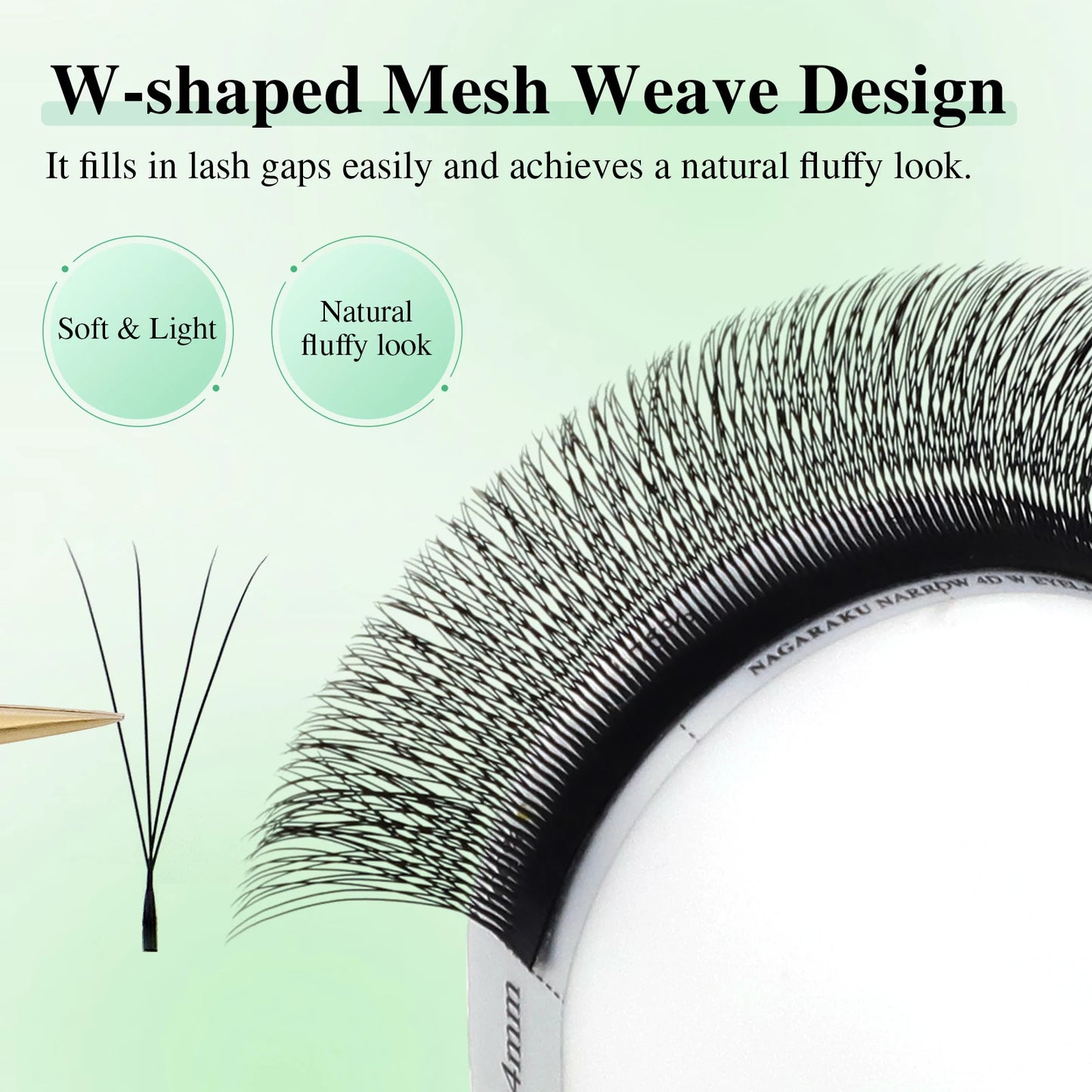 NAGARAKU Narrow 4D W Shape False Eyelash Extensions Premade Volume Fans V Shape Lashes Bloom Mesh Eyelashes Air Series Bundle