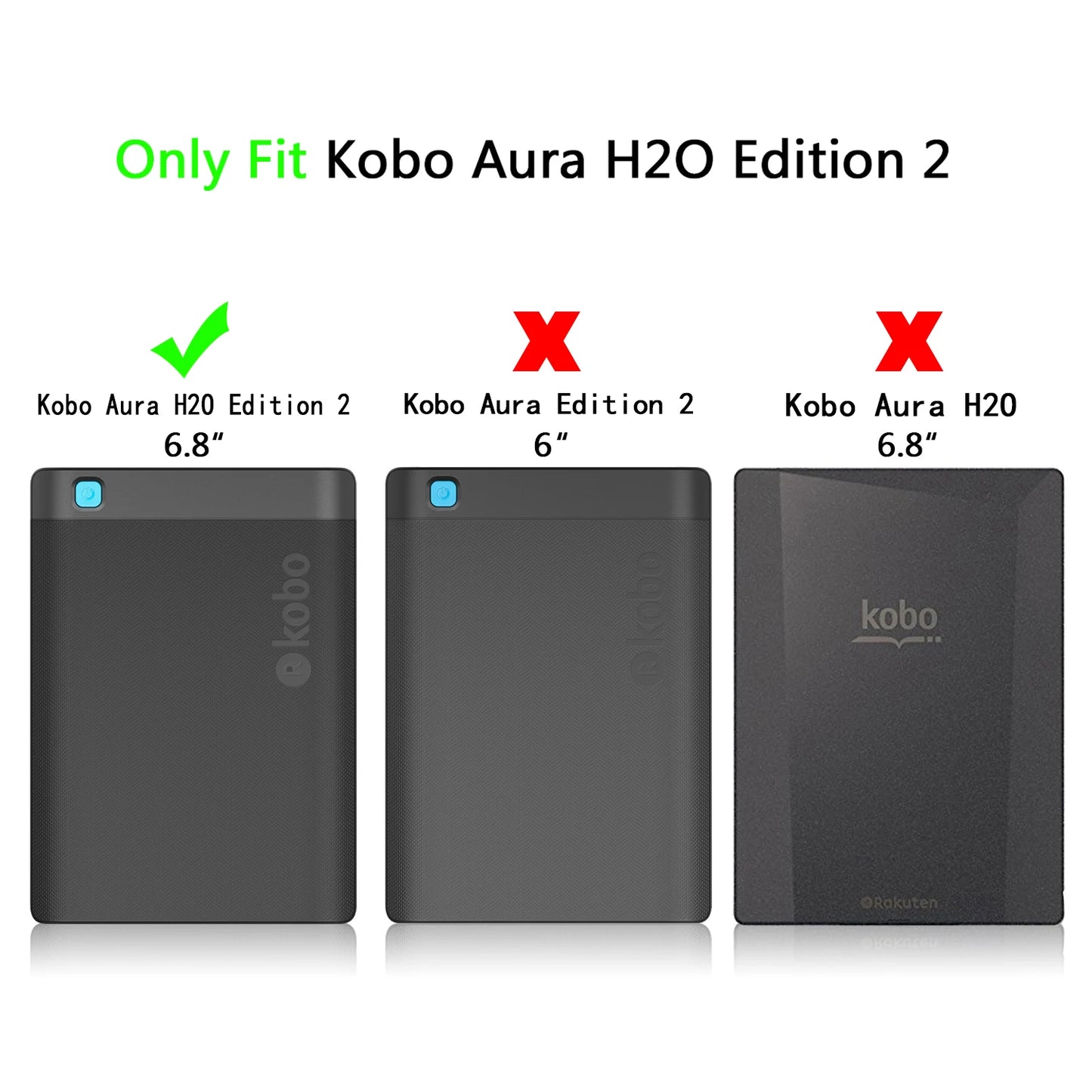 Leather Case for KOBO AURA  H2O EDITION 2 6.8 Inch eReader Funda Capa Slim Folio Magnetic Auto Wake Sleep Ebook Print Book Cover