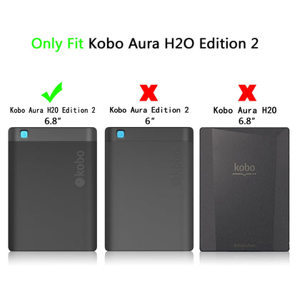 Leather Case for KOBO AURA  H2O EDITION 2 6.8 Inch eReader Funda Capa Slim Folio Magnetic Auto Wake Sleep Ebook Print Book Cover
