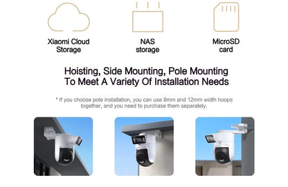 New Xiaomi Outdoor Camera 4 Dual Lens 5MP 3K HD Dual View Monitoring Panoramic Closeup Tracking IP66 Weatherproof AntiTheft - CN