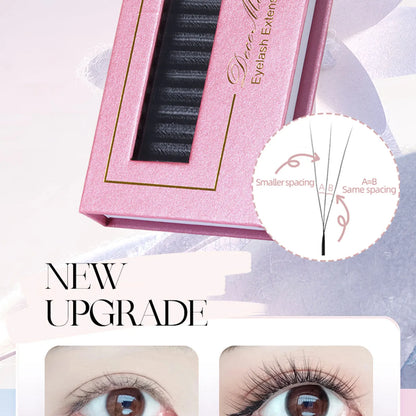 DeceMars V-shaped 3D eyelash extensions Matte Black 12 Rows/Tray