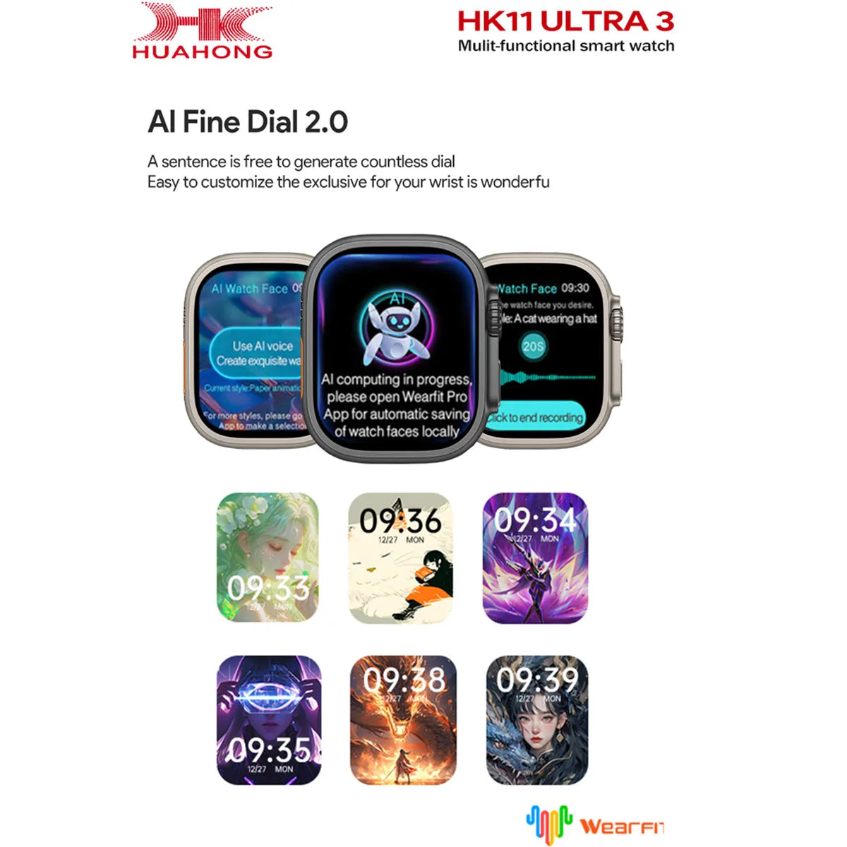 Smart Watch HK11 Ultra3 Schedule Reminder Support TWS Earphone Connect Network Sharing AI Robot Offline Voice Wake up Smartwatch