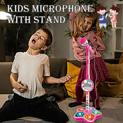 Karaoke Machine Toy with Light Reusable Kids Singing Microphone Portable Music Stage LED Light Show Confidence Building Creative