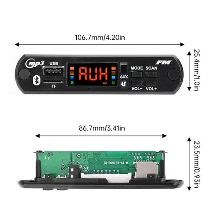 DC 5V/12V Bluetooth 5.0 Car Speaker Decoder Board MP3/USB/TF Interface FM Radio Wireless Remote Control Car Audio Control Module