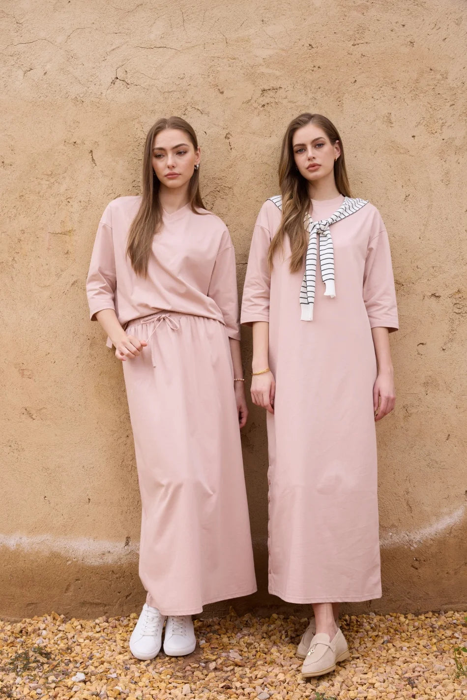 AS SS26 oversize loose T-shirt dress + V neck T-shirt  + skirt  set casual style  woman clothes