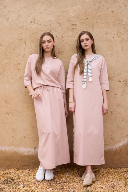 AS SS26 oversize loose T-shirt dress + V neck T-shirt  + skirt  set casual style  woman clothes