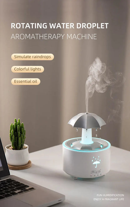 New Creative Rotating Raindrop Aromatherapy Machine Rain Cloud Humidifier Heavy Fog Quantity Colorful Moving Head Humidifier