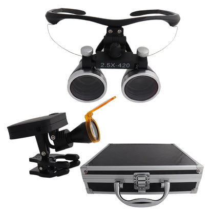 Dental Loupes Dental Magnifier Dental Lab Medical Loupes Magnification Binocular 2.5/3.5x420 Headlight Headlamp 5W Set Metal Box