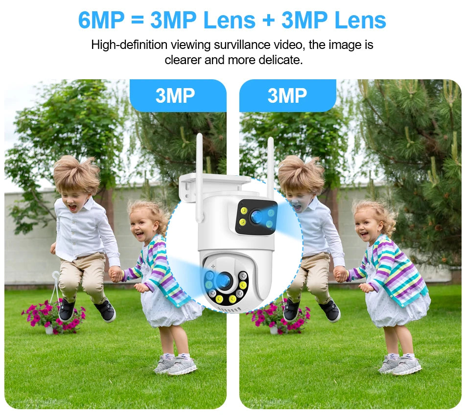 Smar WiFi Security Camera System 6MP Dual Lens Wireless IP Camera Kit With Two-Way Audio 8CH NVR