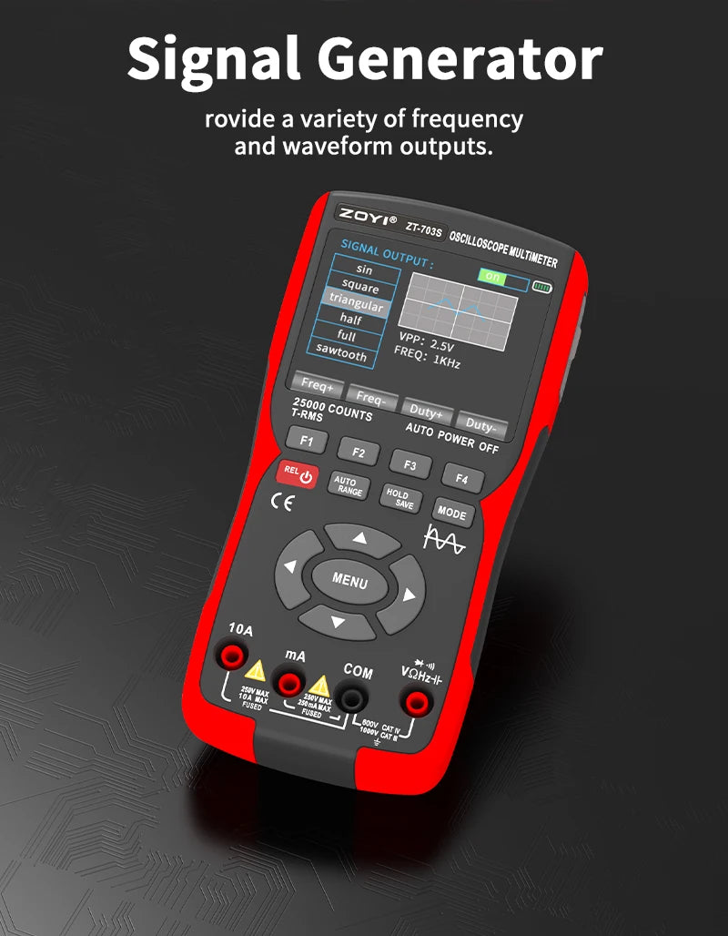 OYI ZT703S 3in1 Digital Multimeter 50MHz Bandwidth 280MS Rate PC Waveform Data Storage Dual Oscilloscope Signal Generator
