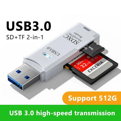 2 in 1 USB 3.0 Card Reader High Speed SD TF Memory Card Adapter for PC Laptop Computer Camera Tablet Accessories
