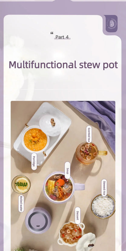 220V /110V Fully Automatic Mini Stew Pot Porridge Pot Household Electric Stew Pot Ceramic BB Soup Porridge Cooker EU/US Plug
