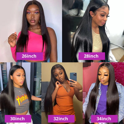 40 50 Inch 13x4 13x6 HD Transparent Bone Straight Lace Front Wigs 250 Density 360 Full Lace Brazilian Human Hair Wigs For Women