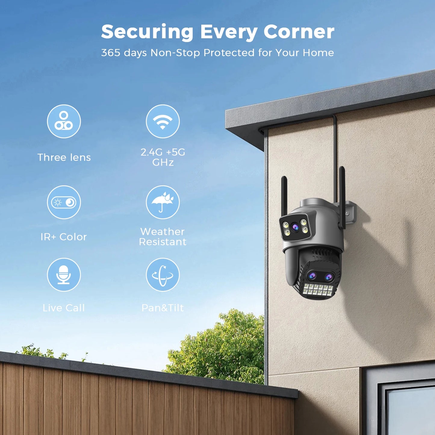 BESDER 15MP Wifi Camera Outdoor Dual Screen 10X Digital Zoom CCTV Video Surveillance Cam PTZ 8MP Security IP Camera O-Kam Pro