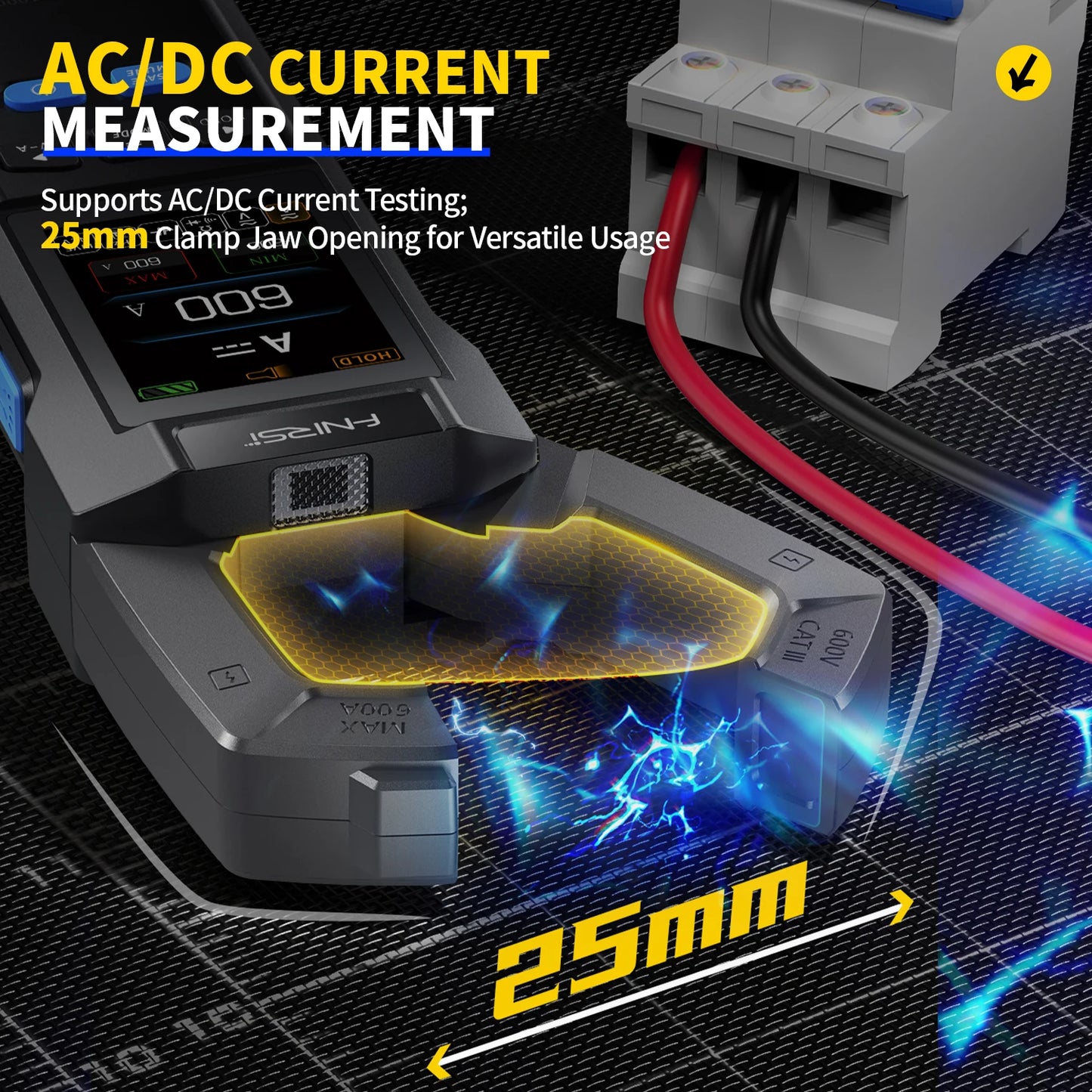 FNIRSI DMC-100 зажимный, 10000 отсчётов, ток AC/DC до 600А, USB зарядка