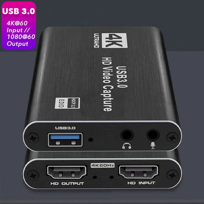 4K USB 3.0 Video Capture Card HDTV 1080P 60Hz HD Video Recorder Grabber For PS4 OBS Game Recording Live Streaming