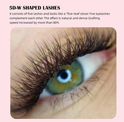 Yelix Brown Eyelashes W Shaped Eyelash Extensions Single Tips 2D 3D 4D 5D Premade Fans Lahses Soft Natural Individual Lahes