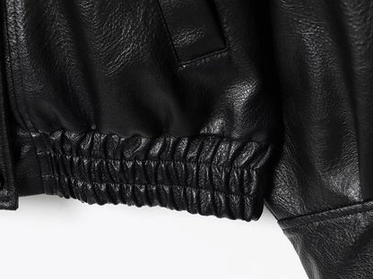 MUJER Faux Leather Women's Jacket Black Oversize Bomber Jackets for Women Outerwears Winter Overcoat Female Fashion Jacket Woman
