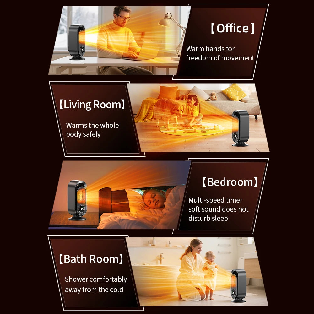 1000W Portable Heater Mini Electric Heater Room Space Heater Warm Heating Hot Fans Desktop Tilting Power-off Office Mute Heater