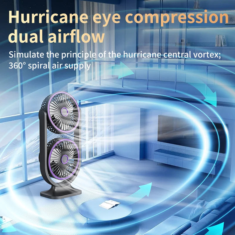 TINSOL 2026 New Dual-Head Desktop Fan, High-Power Air Circulation Fan, Office and Dormitory Double-Layer Fan